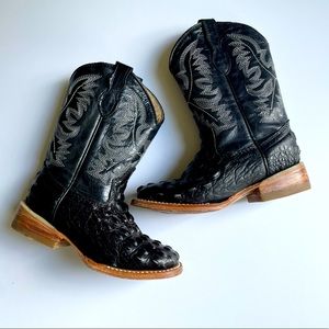 Kids black cowboy western boots